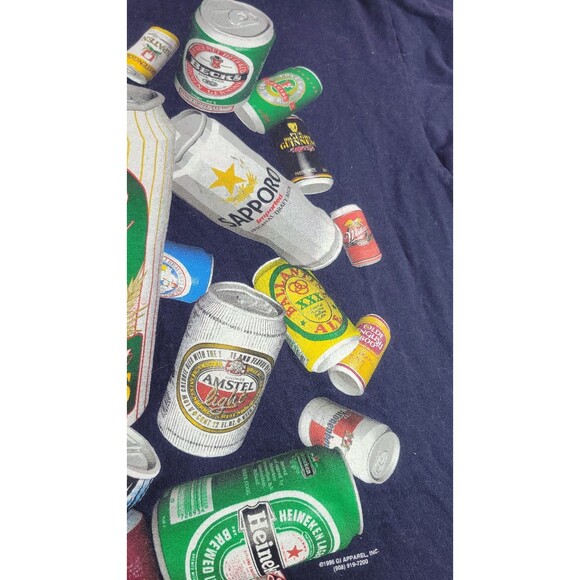 Vintage 1996 XL Gildan Beer Can Graphic T-Shirt "Important Choices" Navy Blue - Picture 10 of 12